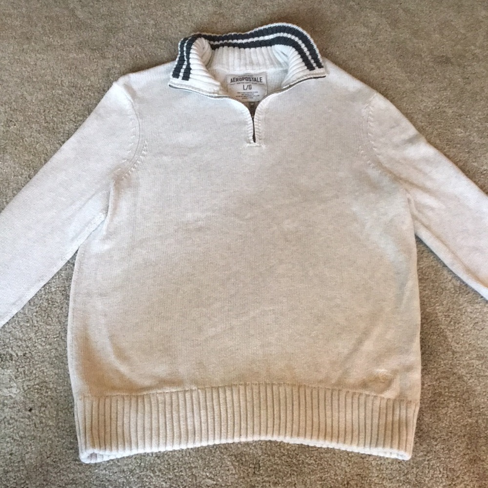 Men’s Aeropostale White Quarter-Zip Sweater